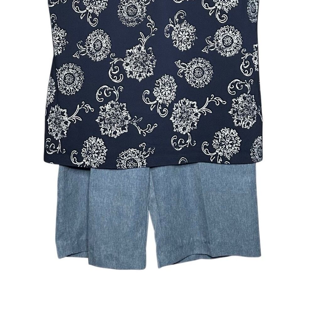 Kim Rogers Blue Short Sleeve Blouse Top Size L & Capri Shorts Size 16P 2 Piece - Picture 6 of 13